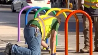 After Pride Murals Removed, St. Petersburg Installs Rainbow Bike Racks Along Central Avenue